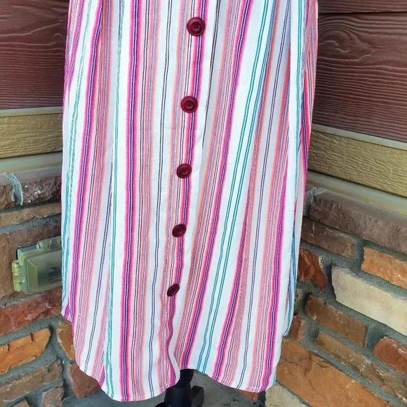 NWT TEEZE ME Pink Striped Spaghetti Strap Sweetheart Neckline Midi Dress Juniors - Picture 9 of 11